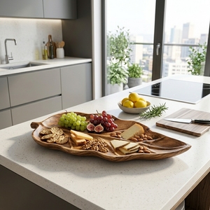 Petit bol de service en bois de teck massif de qualité alimentaire, plateau en bois naturel fait main, accessoire de cuisine, ensemble de présentation pour articles quotidiens - Product Image 2