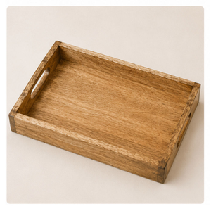 Plateau rectangulaire en bois de pin sculpté, plateau en bois à angle droit pour service de thé d'hôtel, rangement domestique, cuisine, aliments - Product Image 6