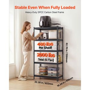 Étagère de garage robuste à 5 niveaux, capacité de 2000 lb, étagère utilitaire en métal réglable - Product Image 2