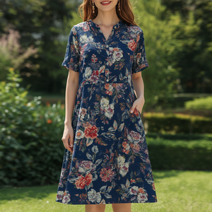 Vestido Casual de Algodón Estampado hasta la Rodilla para Mujer, Suave y Transpirable, para Uso Diario, con Personalización OEM - Product Image 4