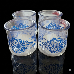 Elegant Glass Jar <b>Candle</b> Set – Blue Floral Design deal for <b>bulk</b> purchase, export, and private labeling suitable for occasions - Product Image 2