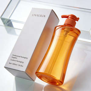 Custom 300ml 500ml Orange PET Plastic <b>Pump</b> Sprayer <b>Bottle</b> for Lotion Shampoo Hair Conditioner Body Wash Skin Care Packaging - Product Image 3