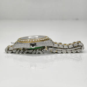 Reloj de pulsera automático de lujo para hombre, Diamante de moissanita de dos tonos, esfera antigua de 41mm, cristal de alta calidad, acero inoxidable, estilo Hip Hop - Product Image 4