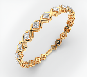 Pulsera de tenis de oro rosa de 14K con diamantes redondos brillantes cultivados en laboratorio, diseño de cruz XO y círculo, moderna, regalo de boda - Product Image 1