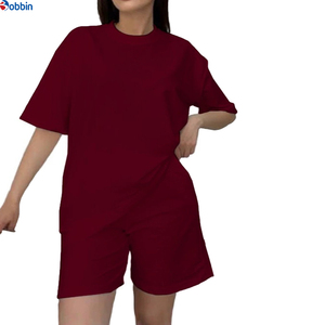 Conjuntos Personalizados de 2 Piezas para Mujer, Conjunto de Pantalones Cortos de Punto, Cuello Redondo, Manga Tres Cuartos, Color Negro Sólido, Estilo Casual Holgado, Ropa de Primavera/Verano - Product Image 5