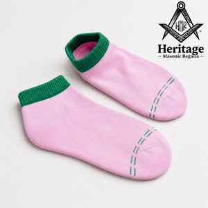 HMR Custom Alpha Kapa Women Ankle Ribbed Sports Socks Pink and Green Stripe Comfortable <b>Stretch</b> <b>Machine</b> Wash - Product Image 5
