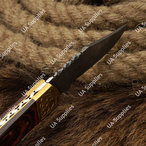 Couteaux pliants EDC de camping et de chasse, très demandés, de qualité supérieure, en acier Damascène, ultra-affûtés, avec manche en laiton et bois Pakka, OEM - Product Image 6