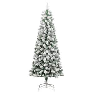 Sapin de Noël en fer de 82,7 pouces avec décorations festives en PVC vert et blanc à charnières - Product Image 2