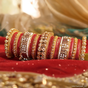 Women's Traditional Bridal Ethnic Fashion Gold Plated Crystal Stone <b>Bangles</b> <b>Set</b> 10575602MR_2.8 - Product Image 3