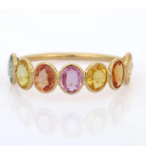 Platinum Multi Sapphire Half Eternity Wedding Band - Product Image 1