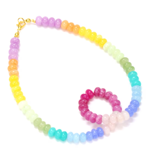 Magnifique collier de perles rondes en quartz couleur bonbon, collier coloré en pierres de quartz multicolores arc-en-ciel, cadeau pour elle - Product Image 2
