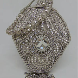 elegant 2026 New Design Women evening Party Prom Banquet Velour Clutch Bag Shining Crystal Handle Evening Bag bead chain strap - Product Image 1