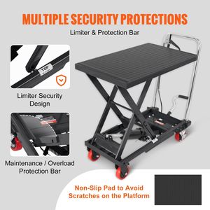 Carrello Elevatore Idraulico Manuale a Forbice Singola, Capacità 227 kg, Altezza di Sollevamento 72,4 cm, 4 Ruote Antiscivolo in PA per Carico Merci - Product Image 5