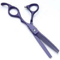 Ciseaux de coupe de cheveux de barbier en acier inoxydable enduits de poudre violette ensemble de deux avec étiquette personnalisée incluse