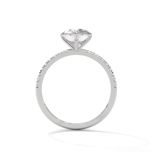 Pear Cut Moissanite Engagement <b>Ring</b> White Gold Plated 925 Sterling <b>Silver</b> Prong <b>Set</b> Wedding Band for Women - Product Image 2