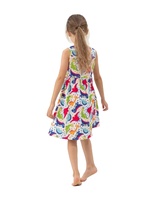 Lot de 5 jolies robes d'été pour filles, 100 % coton/polyester, sans manches, longueur cheville, jupe évasée, extensibilité moyenne, écologiques