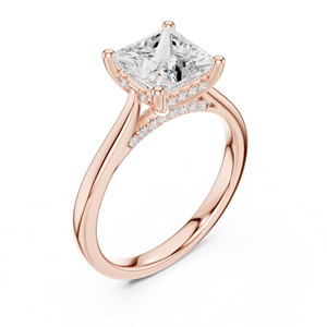 Rose Gold Princess Cut Moissanite Engagement <b>Ring</b> for Women Elegant Solitaire Wedding Jewelry - Product Image 4