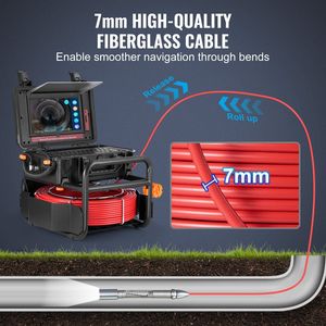 Fotocamera di scarico autolivellante da 165 Ft/50m con apparecchiature di acquisizione Video Touchscreen 10.1 \ "per l'ispezione delle fognature - Product Image 6