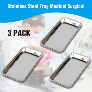 Paquete de 3 Bandejas Médicas Manuales de Acero Inoxidable, Rectangulares, para Laboratorio, Bandeja Pequeña para Instrumentos, Certificación CE, 1 Año de Garantía, QUIRÚRGICAS - Product Image 5