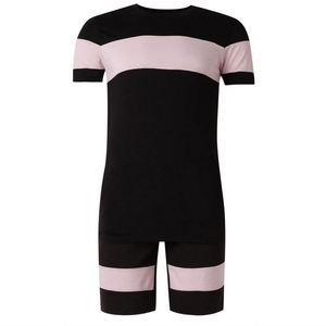 Ensemble de shorts et survêtement deux pièces personnalisé pour hommes, idéal pour le fitness et les loisirs, séchage rapide, style vintage color block, vente en gros - Product Image 3