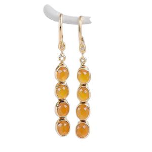 18K Gold Plated 925 Sterling <b>Silver</b> <b>Drop</b> <b>Earrings</b> Attractive Yellow Chalcedony Gemstone Vintage Style for Weddings Parties - Product Image 1