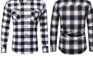 Men Cotton Flannel <b>Shirt</b> Soft <b>Plaid</b> Long Sleeve Button Down Casual Checked <b>Shirt</b> Breathable Fabric Regular Fit Everyday Fashion - Product Image 3