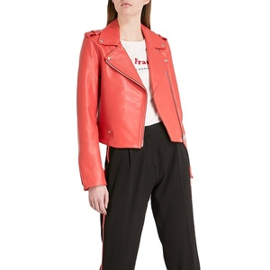 Nouvelle veste en cuir pour femme, style motard, coupe ajustée, design court, col à revers, respirante, veste en cuir tendance pour femme - Product Image 1