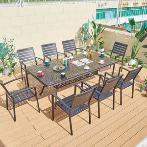 Luxury Modern Eco-friendly Rectangle Metal Dining <b>Table</b> with Walnut Wood Top and <b>Stainless</b> <b>Steel</b> Base 8-Seater Home Furniture - Product Image 4