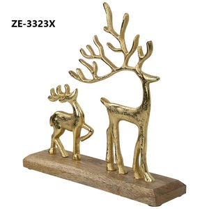 Ensemble de figurines de cerfs en laiton plaqué or, décoration de Noël, sculpture animale, artisanat de moulage, ornement métallique - Product Image 2