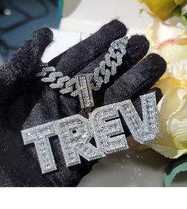 Custom Name Letter Moissanite <b>Pendant</b> 925 <b>Silver</b> Hip Hop Bling Jewelry Micro Insert Themed <b>Pendant</b> Everyday Wear <b>Initial</b> <b>Pendant</b> - Product Image 3