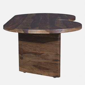 Mesa de Centro Moderna de Madera de Mango y Acacia con Forma de Medio Círculo, Dos Patas Plegables, para Sala de Estar, Oficina en Casa, Mesa de Café - Product Image 5