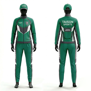 Chándal deportivo de poliéster premium para mujer, color verde azulado, gris y amarillo, con logo sublimado personalizado. - Product Image 6