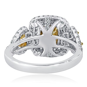 <b>Cushion</b> Cut Fancy Yellow Lab Grown Diamond Engagement <b>Ring</b> 14k White Gold Double Halo Split Shank VVS+ Clarity IGI Certified - Product Image 3