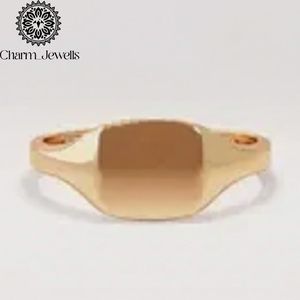 Charm Jewells Bague de fiançailles classique en forme d'écusson en moissanite plaquée or jaune, unisexe, à porter au quotidien - Product Image 4