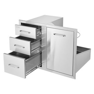 Porta di Accesso per Cucina Esterna e Combinazione Cassetti Tripli 75 cm L x 57,5 cm A x 55 cm P, Cassetto Porta Propano, Contenitore Regolabile - Product Image 1