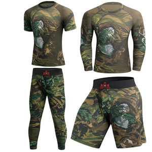 Men's Short Sleeve Rash Guard Brown Gray Sublimation Print Quick Dry Sport Top Compression Shirt - Product Image 6
