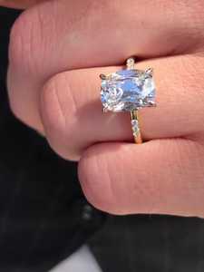 Anillos de compromiso solitarios de 3 quilates con diamante de laboratorio de corte cojín estilo mina antigua, joyería fina de lujo para boda, oro macizo de 14K y 18K - Product Image 2