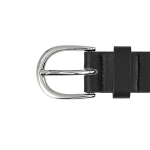 Ceinture décontractée en cuir véritable PRIMEFIELD ENTERPRISES, ceinture pour homme en cuir de vache noir uni, boucle à ardillon argentée rectangulaire, ceinture robuste - Product Image 2