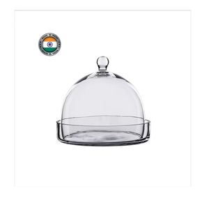 Stylish Glass Dome Cloche with Wood Base for Candles, <b>Light</b> <b>Bulbs</b>, and <b>Decorative</b> Showcase - Product Image 3