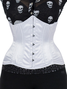 Corsé blanco bajo el busto para mujer, faja moldeadora de control firme con 5 botones, faja de acero para cintura, control de abdomen, bustier - Product Image 1