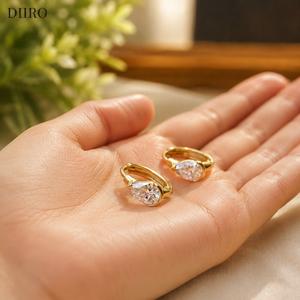 Pendientes de Aro con Diamantes en Forma de Lágrima, Chapados en Oro Amarillo de 18K, para Mujer, Joyería Vintage con Moissanita - Product Image 3