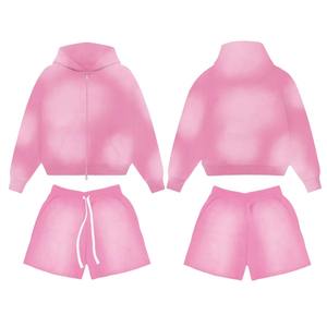 Ensemble de survêtement pour homme avec logo personnalisé en sérigraphie, sweat à capuche zippé de haute qualité, respirant, décontracté, 100% coton biologique - Product Image 1