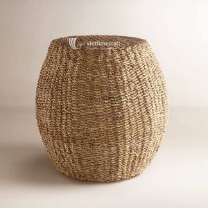 Seagrass Round Pouf Ottoman Woven Eco-Friendly Floor Cushion Stool and Rustic Home <b>Footrest</b> Pouf Hanoi Wholesale - Product Image 1