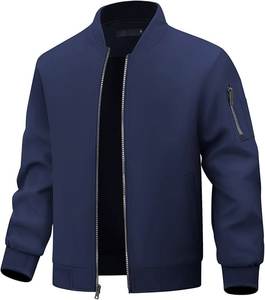 <b>Men's</b> Hooded Patchwork <b>Fleece</b> Jacket <b>Navy</b> Blue Waterproof Windproof Casual Zipper Closure Regular Fit Autumn Wear - Product Image 3