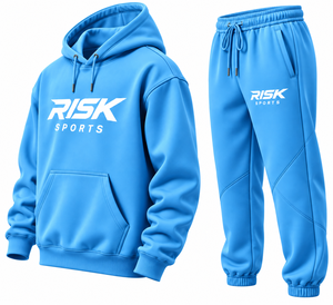 Ensemble jogging et sweat à capuche en polaire bleu pour homme avec poches – Tenue décontractée de sport - Product Image 4