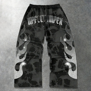 Up Felt Custom Digital Printing Sweatpants Men Loose Streetwear 100% Cotton Fabric Sweatpants Fit <b>Drawstring</b> Waist Wholesale - Product Image 1