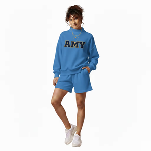 Soft Women's <b>Turtleneck</b> <b>Sweater</b> for 2 Piece Shorts Set Breathable Eco-Friendly Fleece Solid Summer Comfort Outfit - Product Image 4