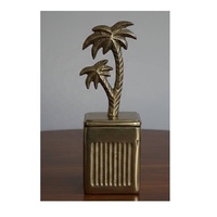 Boîte en acier avec finition laiton antique, motif géométrique artisanal, décoration d'intérieur, 39x10cm, design moderne, cadeau pour filles et femmes