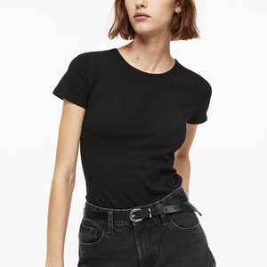 Premium Quality Ladies V Neck Short Sleeve <b>Tees</b> Cotton Polyester <b>Plain</b> <b>White</b> - Product Image 5