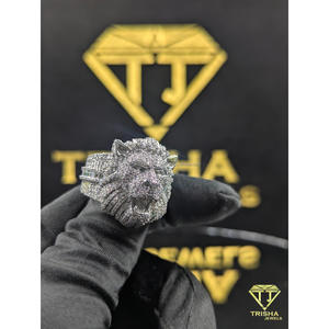 Bague Tendance Tête d'Animal en Diamant de Laboratoire VVS avec Argent Sterling 925, Bijou de Luxe Personnalisé Hip Hop Bling Bling - Product Image 2